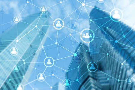 Double exposure people network structure HR - Human resources management and recruitment concept.の写真素材