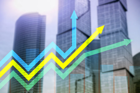 Financial growth arrows graph. Investment and trading concept.