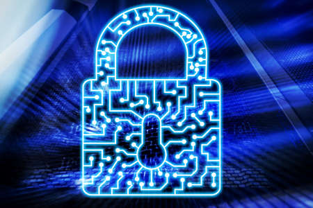 Cyber Security lock icon Information Privacy Data Protection internet and Technology concept.の写真素材