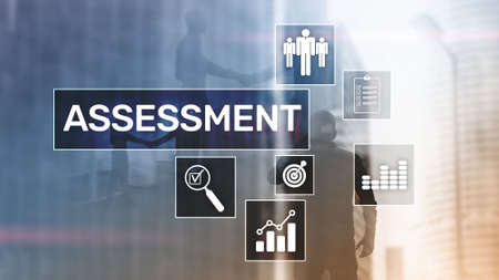 Assessment Evaluation Measure Analytics Analysis Business and Technology concept on blurred backgroundの写真素材