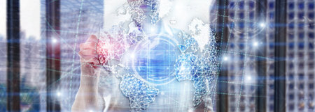 3D earth hologram, Globe, WWW, Global Business and Telecommunication.