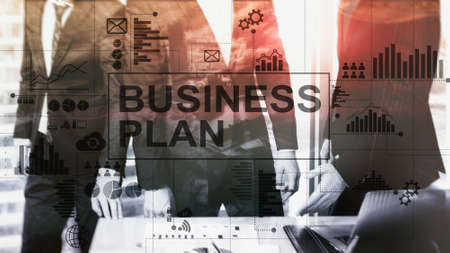 Double exposure Business plan and strategy concept.の写真素材
