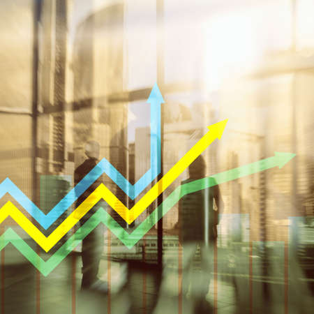 Financial growth arrows graph. Investment and trading concept.の写真素材