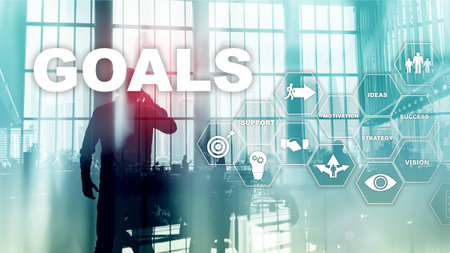 Target Goals Expectations Achievement Graphic Concept. Business development to success and growing...