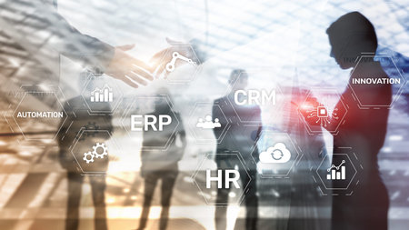 ERP, Business innovation concept on blurred background.