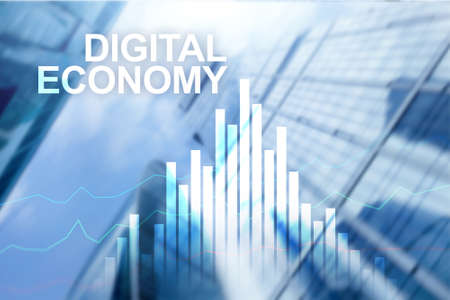 DIgital economy, financial technology concept on blurred background.の写真素材