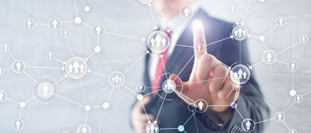 HR Human resources management peoples relation organisation structure virtual screen mixed media...