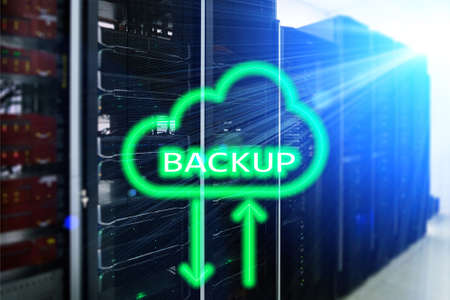Backup System Recovery Technology Concept on modern server room backgroundの写真素材