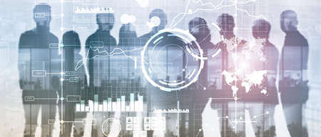Business intelligence BI Key performance indicator KPI Analysis dashboard transparent blurred background.の写真素材