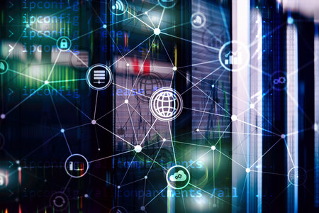 ICT - information and telecommunication technology and IOT - internet of things concepts. Diagrams...
