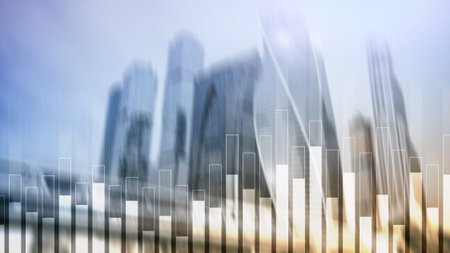 Business and finance graph on blurred background. Trading, investment and economics concept.