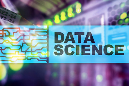 Data Science Artificial Intelligence Concept. Futuristic Supercomputer background.