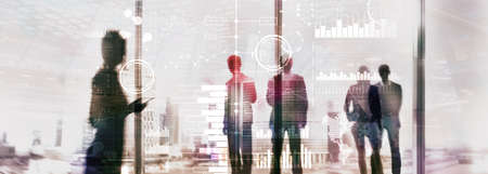 Business intelligence. Diagram, Graph, Stock Trading, Investment dashboard, transparent blurred backgroundの写真素材
