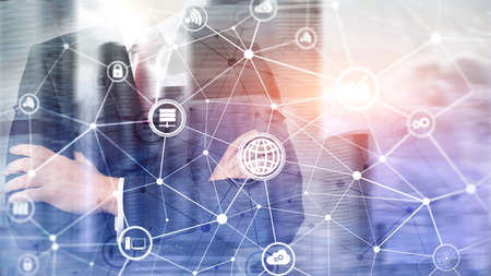 ICT - information and telecommunication technology and IOT - internet of things concepts. Diagrams...