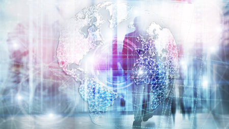 3D earth hologram, Globe,WWW, Global Business and Telecommunication.
