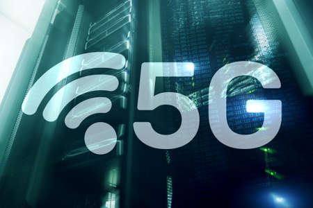 5G Network, 5G internet Connection Concept in digital background. Smart communication network conceptの写真素材