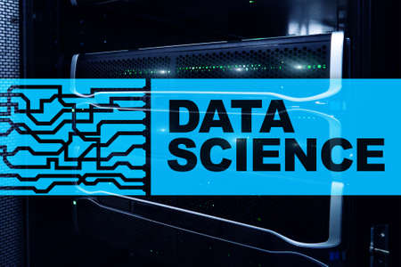 Data Science Artificial Intelligence Concept. Futuristic Supercomputer background.