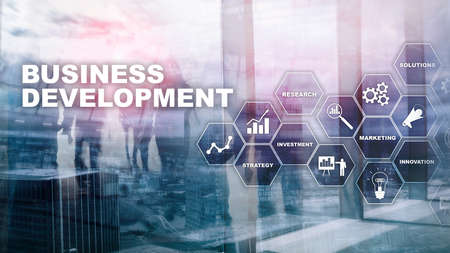 Business Development Startup Growth Statistics. Financial Plan Strategy Development Process Graphic Concept.の写真素材