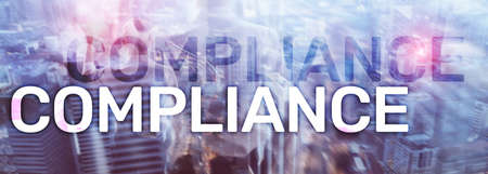 Compliance diagram with icons. Business concept on abstract background.の写真素材