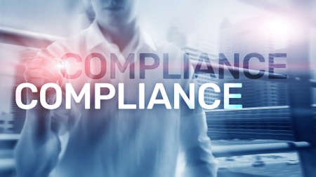 Compliance diagram with icons. Business concept on abstract background.の写真素材