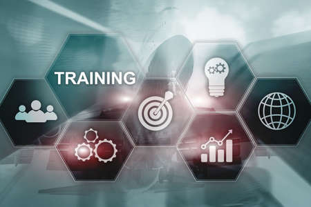 Business training concept. Training Webinar E-learning. Financial technology and communication concept.の写真素材