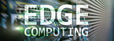 EDGE computing, internet and modern technology concept on modern server room background.