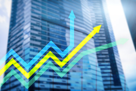 Financial growth arrows graph. Investment and trading concept