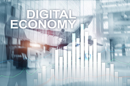 DIgital economy, financial technology concept on blurred background.の写真素材