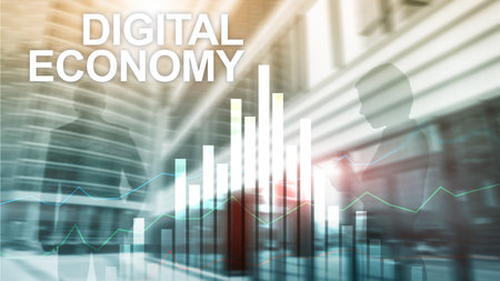 DIgital economy, financial technology concept on blurred background.の写真素材
