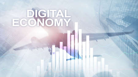 DIgital economy, financial technology concept on blurred background.の写真素材