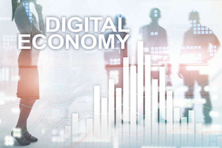 DIgital economy, financial technology concept on blurred background.