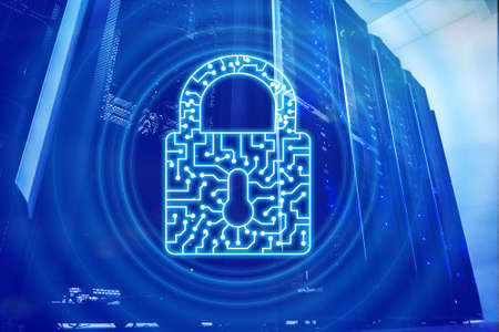 Cyber Security lock icon Information Privacy Data Protection internet and Technology concept.の写真素材