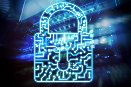 Cyber Security lock icon Information Privacy Data Protection internet and Technology concept.の写真素材