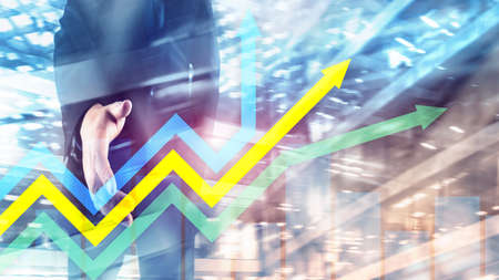 Financial growth arrows graph. Investment and trading concept.
