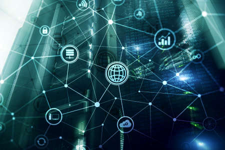 ICT - information and telecommunication technology and IOT - internet of things concepts. Diagrams...
