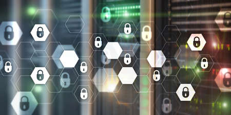 Cyber security abstract technology banner background. Data protection, information privacy