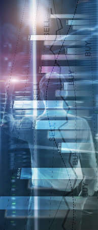 Vertical Panorama Banner. Financial stock trading graph chart diagram business finance concept...