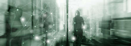 Silhouettes of Business People Over Cityscape Background. Corporate Lifestyle. Universal Wallpaper...