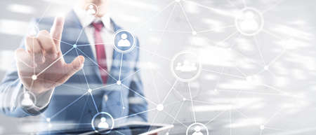 Double exposure people network structure HR - Human resources management and recruitment concept.の写真素材