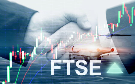 FTSE 100 Financial Times Stock Exchange Index United Kingdom UK England Investment Trading concept...