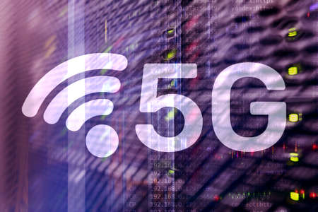 5G Network, 5G internet Connection Concept in digital background. Smart communication network concept.の写真素材