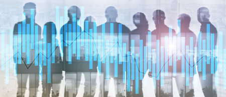 Trading and investment concept with candle chart, financial graph on blurred background abstract...