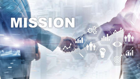 Mission business concept. Finacial success chart concept on virtual screen. Abstract business...