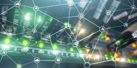 Cloud Communications. Internet Technology Concept on blurred server room background.の写真素材