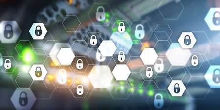 Cyber security abstract technology banner background. Data protection, information privacy.の写真素材