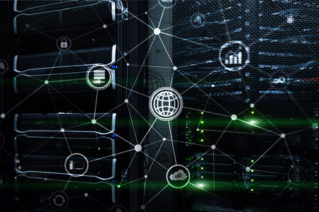 ICT - information and telecommunication technology and IOT - internet of things concepts. Diagrams...