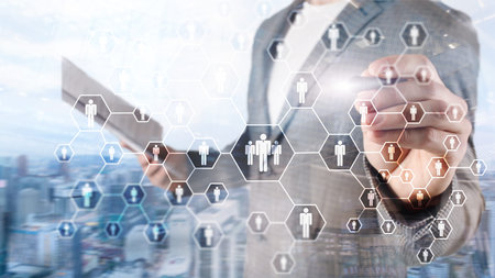 HR, Human Resources, Recruitment,Organisation structure and social network concept