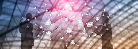 HR human resources management concept corporate organisation structure mixed media double exposure virtual screen.の写真素材