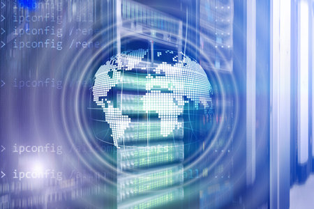 Planet Earth Hologram Globe Global communication World Wide Business concept.