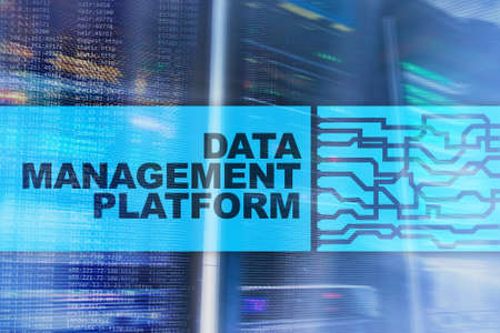 Data management and analysis platform concept on server room background.の写真素材